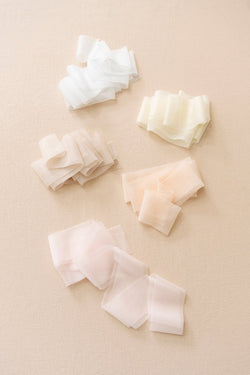 Ombre Chiffon Ribbons Swatch Chart in Blush  Cream