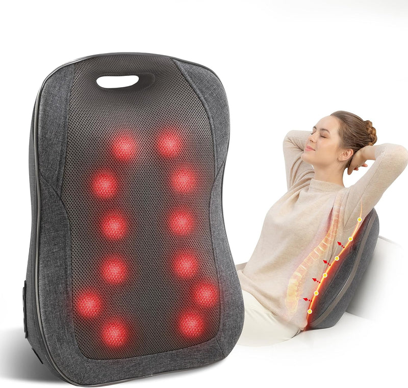 CooCoCo Shiatsu Back Massager with Heat, Portable Massage Chair Pad, Adjustable Kneading Back Massager for Pain Relief Deep Tissue, Chair Massager for Office Home