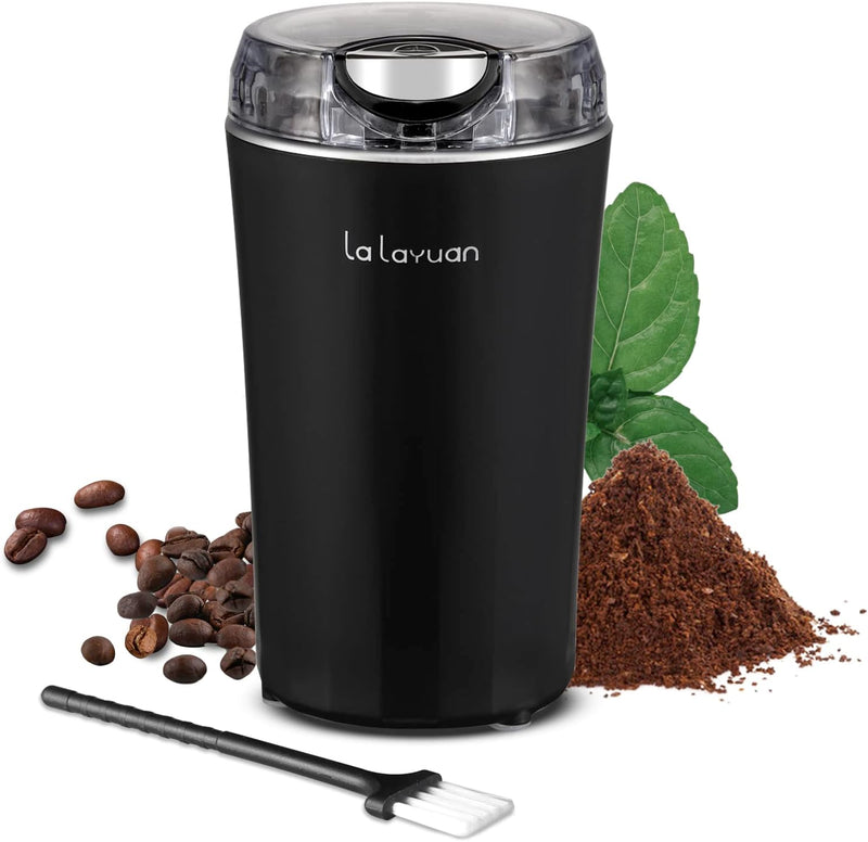 Coffee Bean Grinder Electric,200W Powerful Spice Grinder Electric, Espresso Grinder Herb Grinder Coffee Grinder for Spices,Herbs,Nuts with Brush,One Touch Push-Button Control,12 Cups/2.7oz,Black