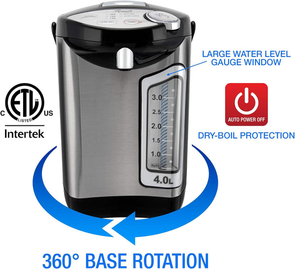 Rosewill Electric Hot Water Boiler and Warmer, 4.0 Liter Hot Water Dispenser, Stainless Steel / Black RHAP-16002
