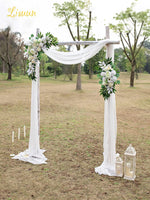 Wedding Arch Flowers, Artificial Flowers for Decoration, 2Pcs Flower Swag and 1 Pcs Semi-Sheer Chiffon Table Runner Swag for Holy and Pure Wedding Ceremony Floral Decor - Pack of 3