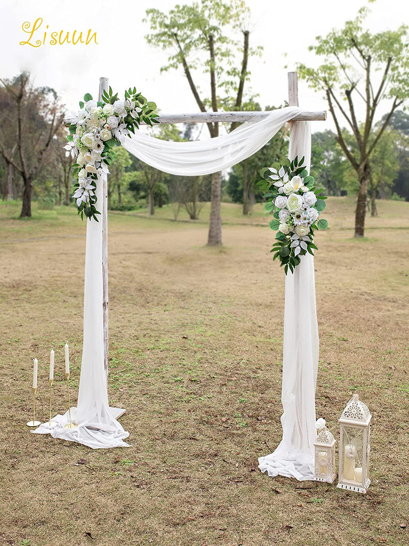 Wedding Arch  Table Decor - Pack of 3 Floral Swags Artificial  Semi-Sheer Chiffon
