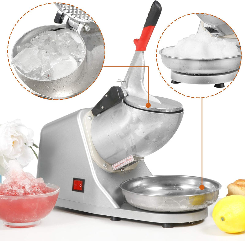 ZENY Electric Ice Crushers 300W 2000r/min w/Stainless Steel Blade Shaved Ice Snow Cone Maker Kitchen Machine (Silver)