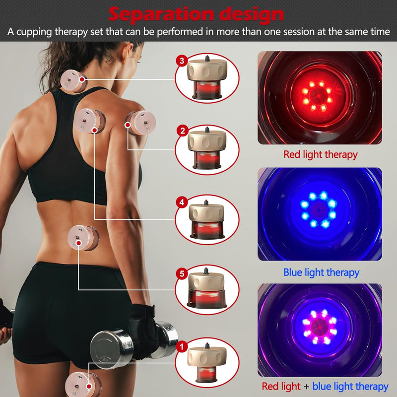 VOSNOVDK Electric Cupping Therapy Set,Separable Smart Cupping Therapy Massager Device,Smart Cupper Relieves Muscle Soreness, Improves Blood Circulation and Speeds Up Recovery After Exercise