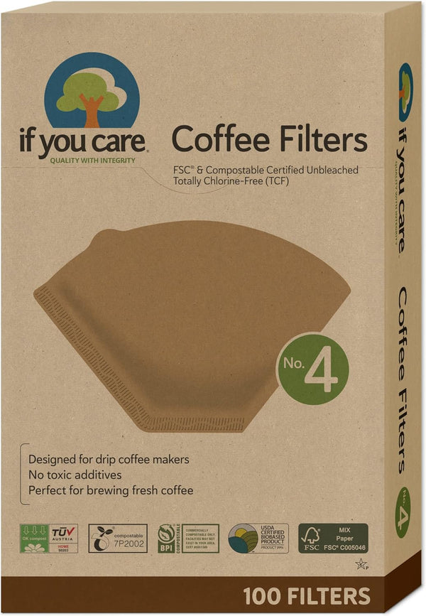 If You Care # 4 Cone Shaped Unbleached All Natural Compostable Coffee Filters, 100 Count (Pack of 1), Chlorine Free