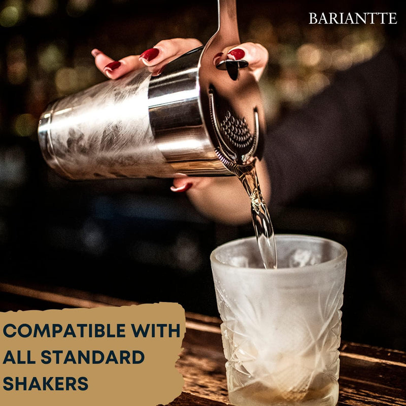 BARIANTTE Premium Hawthorne Strainer for Drinks - Cocktail Strainer Stainless Steel - Bar Strainer Cocktail Drink Strainer Bartending Strainer Hawthorne Strainers Bartender Strainer Shaker Strainer