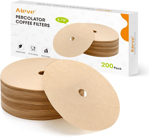 Aieve Unbleached Percolator Coffee Filters 3.75in Disc Coffee Filters (200 Count)