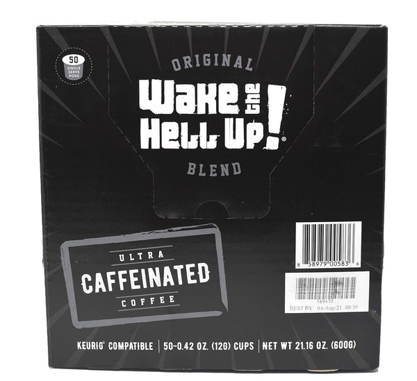 Wake The Hell Up! Dark Roast Single Serve Coffee Pods | Ultra-Caffeinated Coffee For K-Cup Compatible Brewers | 50 Count, 2.0 Compatible