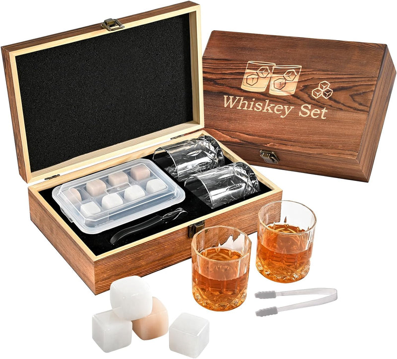 EooCoo Whiskey Stones Set, Gifts for Men, Stocking Stuffers for Men, Whiskey Gifts, Whiskey Ice Cubes, Chilling Ice Cubes Reusable for Whiskey Wine Beverage, Mens Gifts for Christmas, Birthday Gifts