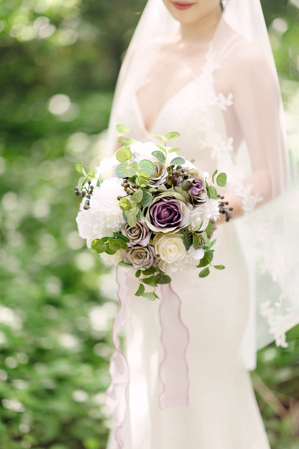 Bridal Bouquet - WhitePurple Clearance