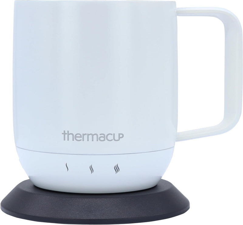 Thermacup Premium Self-Heating Coffee Mug with Lid, Temperature Controlled Led Electric Mug, 3 Custom Heat Settings, Auto Shut Off Feature, Keeps Liquids Warm, Sip Smarter (Midnight Black – 14 oz.)