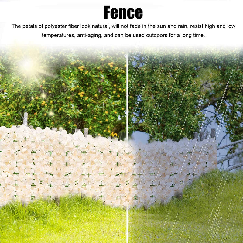 Artificial Flower Wall Panels 118 Vine Privacy Fence Screen Hedge Floral Backdrop for Home Decor and Weddings Champagne