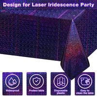 4 Pack Iridescence Plastic Tablecloths Shiny Disposable Laser Rectangle Table Covers Holographic Foil Tablecloth Iridescent Party Decoration Birthday Bridal Wedding Christmas 54" X 108"(Purple)