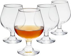 Juvale Set of 4 Brandy Snifter Glasses for Whiskey, Short Stem Wine Glass Set for Bourbon, Cognac, Brandy (13oz)