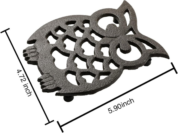 Fardtry Recast Iron Vintage Three-Legged Owl Trivet, Used to Decorate Kitchen Table Tops, Heat Insulation Pads for Hot Pots, Teapots, Barbecue Dishes, Heat Resistant Pads,Scald Resistant Pads