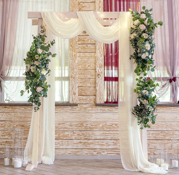 Wedding Arch Drapes - 2 Panels 6 Yards - Chiffon Fabric for Decorations - IvoryIvory