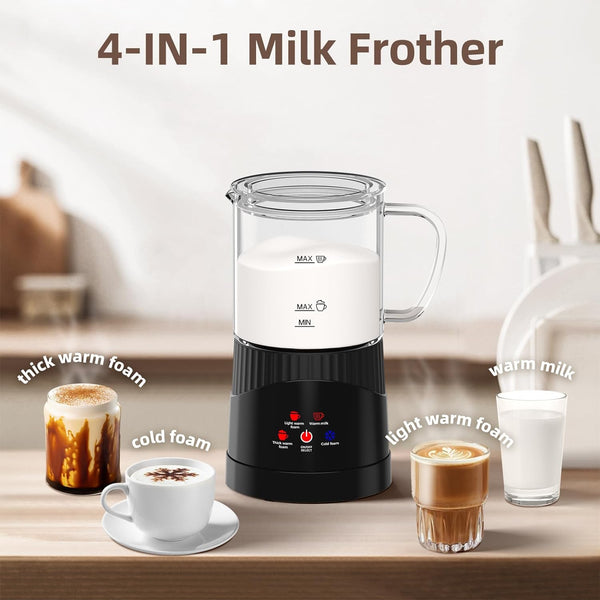 Milk Frother,4 in 1 Electric Milk Frother and Steamer,14OZ Chefavor Warm and Cold Foam Maker,Milk Foamer for Coffee