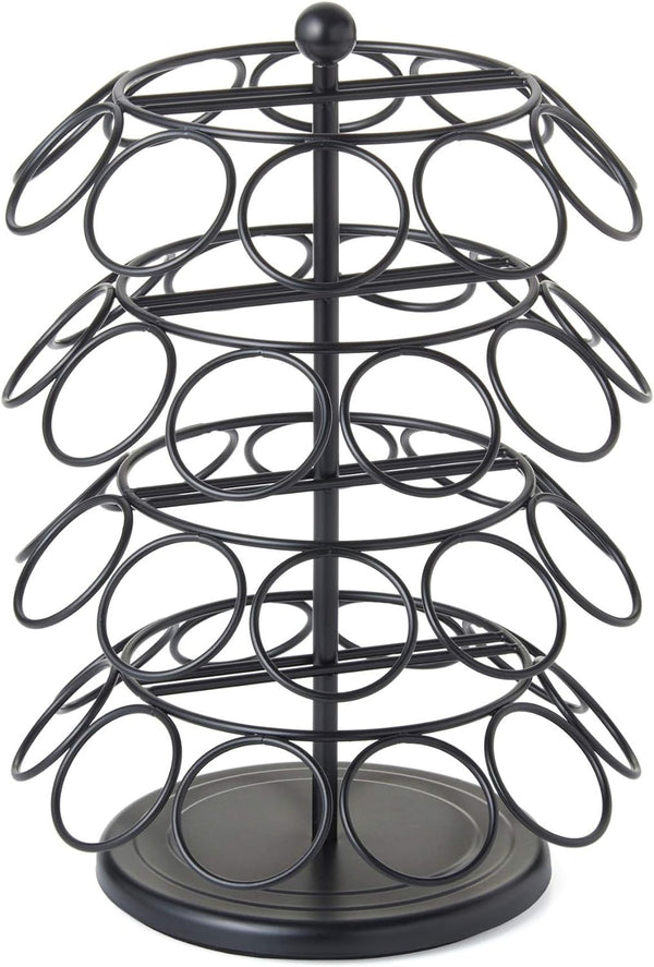Nifty K Cup Holder – Compatible with K-Cups, Coffee Pod Carousel | 40 K Cup Holder, Spins 360-Degrees, Lazy Susan Platform, Modern Black Design, Home or Office Kitchen Counter Organizer
