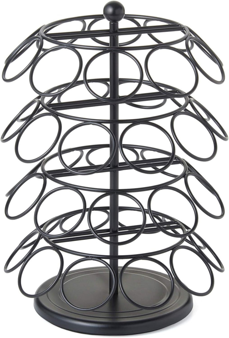 Nifty K Cup Holder – Compatible with K-Cups, Coffee Pod Carousel | 40 K Cup Holder, Spins 360-Degrees, Lazy Susan Platform, Modern Black Design, Home or Office Kitchen Counter Organizer