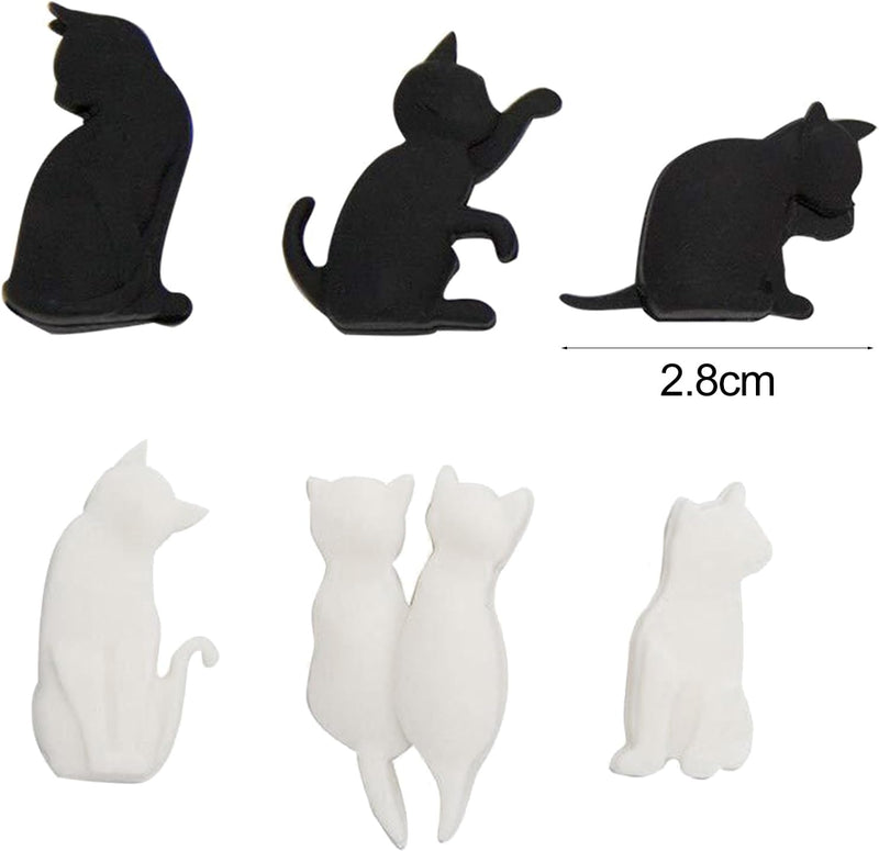 Libcflcc Heat-resistant Silicone Tea Bag Clips Set of 6 Cartoon Cat-shaped Reusable Holders for Bags Drink Markers Food 6pcs