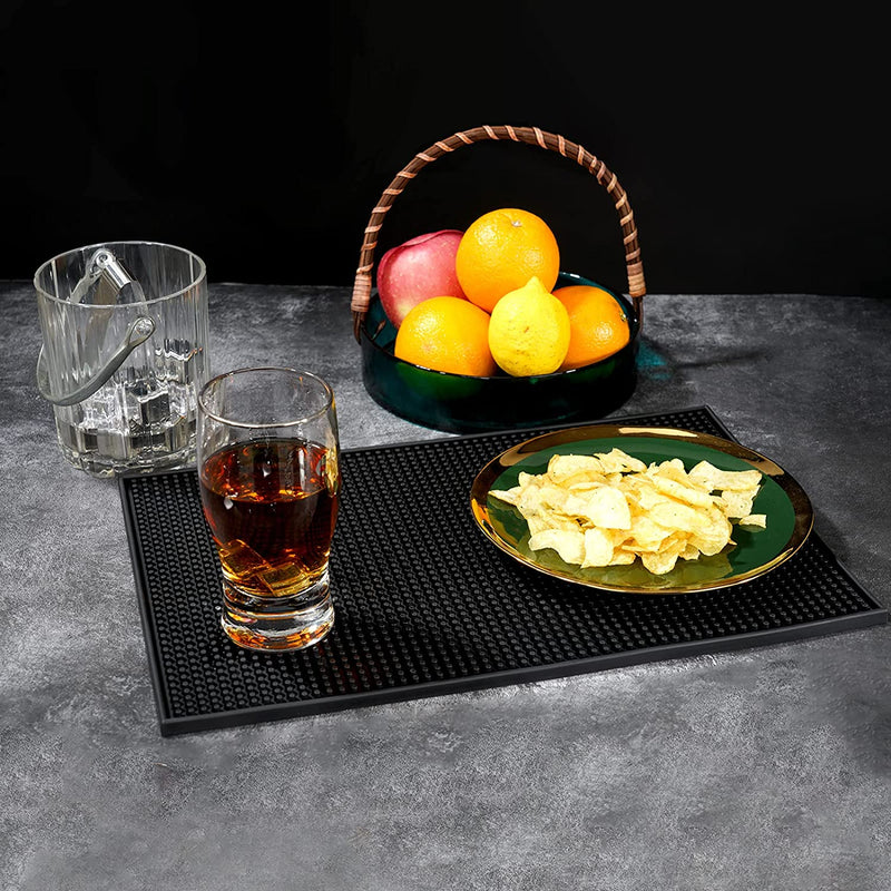 BARsics 18"x12" PVC Bar Service Mat for Cocktail Bartender (Black 2-Pack)