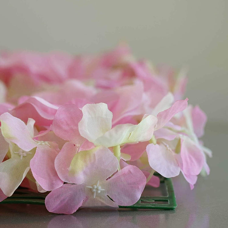 12 Pack Faux Foliage Wall Mat Panel - Pink Hydrangea and Rose Flower Backdrop