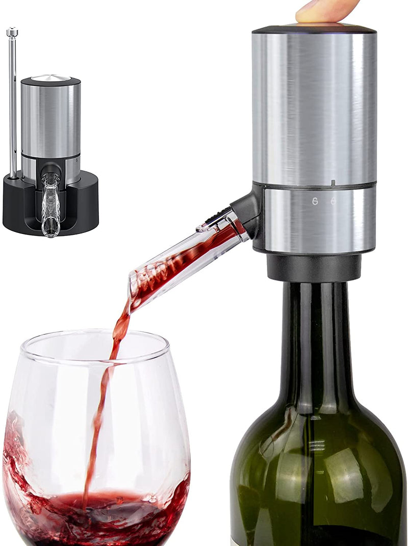 Electric Wine Aerator Pourer Automatic Wine Dispenser Pump with Retractable Tube for One-Touch Instant Oxidation Smart Wine Aerator Decanter for Travel/Home