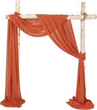 2 Panels Chiffon Fabric Drapery Wedding Arch Drapes, Party Backdrop Curtain Panels, Ceremony Reception Swag Decoration (27 X 216 Inch, Burnt Orange & Burnt Orange)