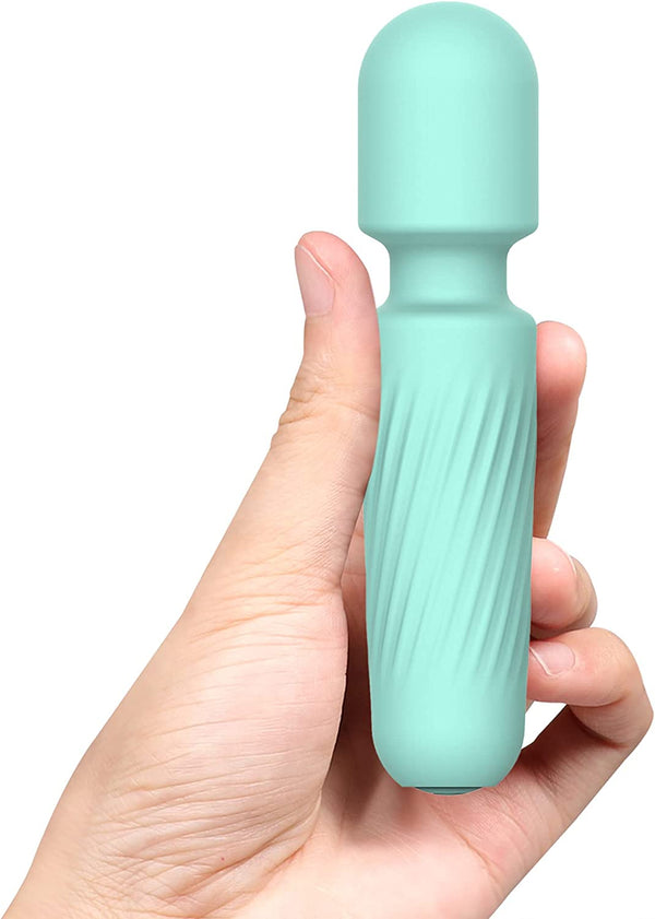 Keenigh Mini Personal Massager for Women - Cordless Wand Massager - Rechargeable 10 Patterns - Handheld Waterproof Portable Massager for Back Shoulder Neck Body Relief and Muscle Tension - Green
