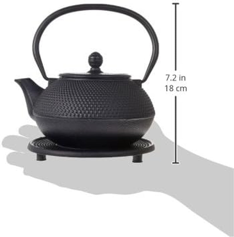 M.V. Trading New Star International T8010 Cast Iron ARR Tea Set with Trivet, 21 oz, Black