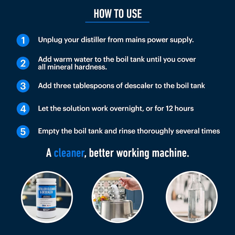 Citric Acid Powder Cleaning for Water Distillers - Bulk 2 LBS Universal Descaler for Distilling Machines, Kettles & More - Remove Limescale & Mineral Buildup Fast - For Waterwise & Other Brands