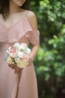 Round Bridesmaid Bouquets in Dusty Rose & Cream