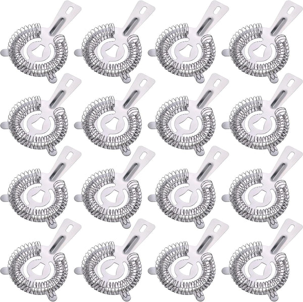 16 Pieces Bar Strainers Bartender Strainer Cocktail Strainers Stainless Steel Drink Strainer silver Shaker Strainer Ice Bar Shelf Strainer for Bartenders Drinking Water Filtering