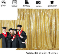 TRLYC Photography Backdrop Sequin Curtain for Wedding 2 Pieces 2 by 8 FT--Gold