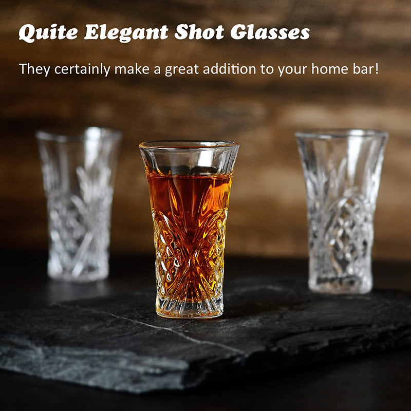 HOMEYUT Shot Glasses, 2oz Super Cute Ornate Shot Glasses Set of 6/Fancy Shot Glasses/Heavy Base Shot Glass Set/Tequila Shot