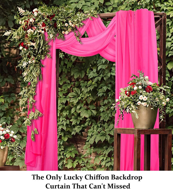 18Ft Fuchsia Chiffon Wedding Arch Draping Fabric - 2 Panels for Party Stage or Ceiling Decorations
