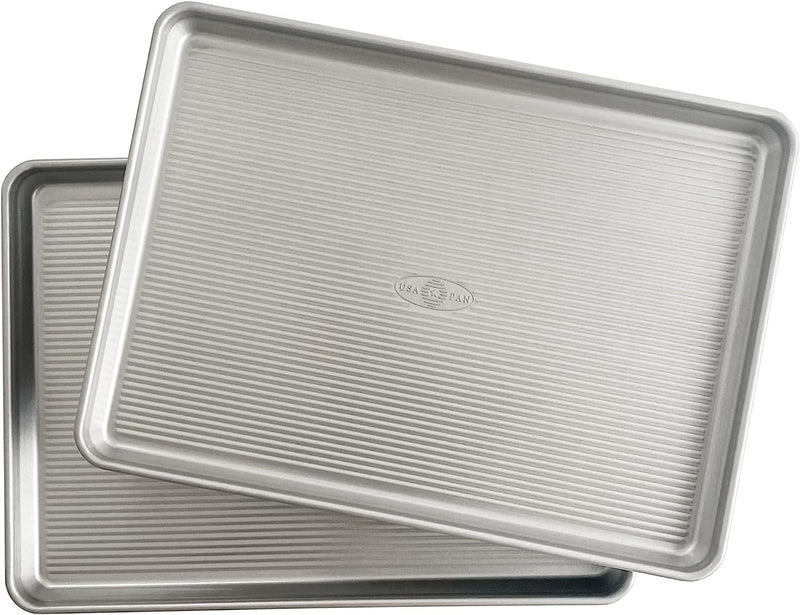 USA Pan Nonstick Half Sheet Pan and Quarter Sheet Pan, Set of 2, Aluminized Steel