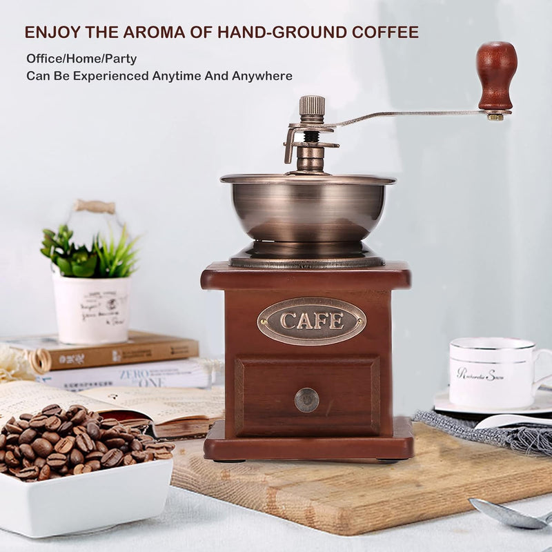 Manual Coffee Grinder, DDSKY Hand Crank Coffee Grinders Vintage Style Hand Coffee Grinder Roller Classic Coffee Mill Hand Crank Coffee Grinders With Brush for Drip Coffee French Press