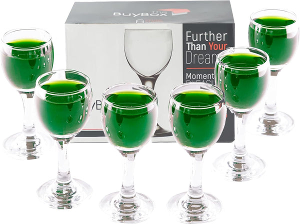 the mask el turko Cordial Glasses Set Of 6 Liqueur, Absinthe, Mini Wine Port Glasses,Stem Shot Glasses, Apertif Glassware ((2oz/55ml))