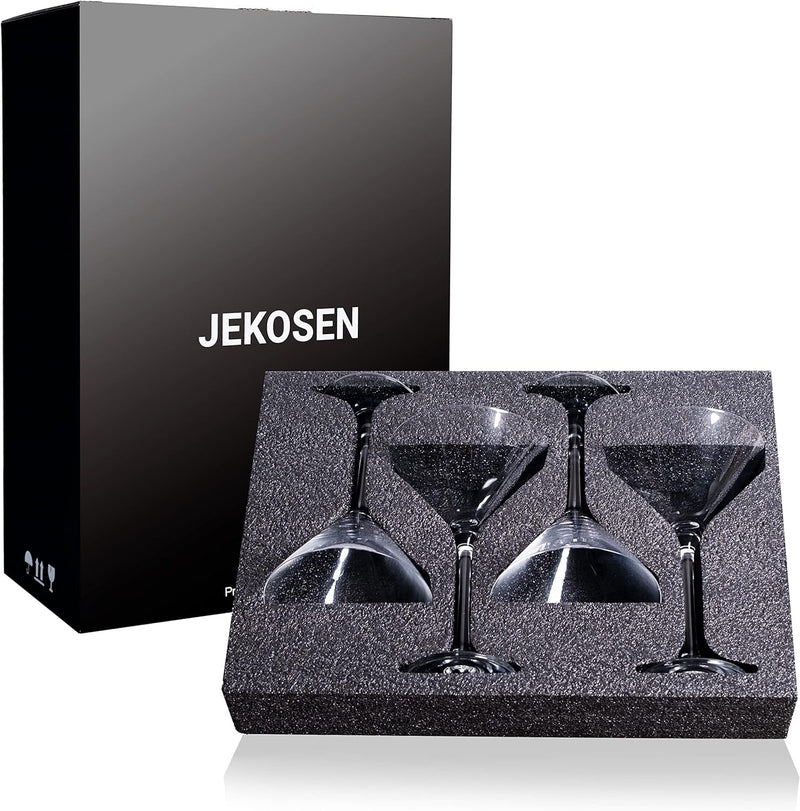 JEKOSEN Crystal Martini Glasses Gift Box 9 Ounce Set of 4 Cocktail Glasses Premium Strong Lead-Free Clear