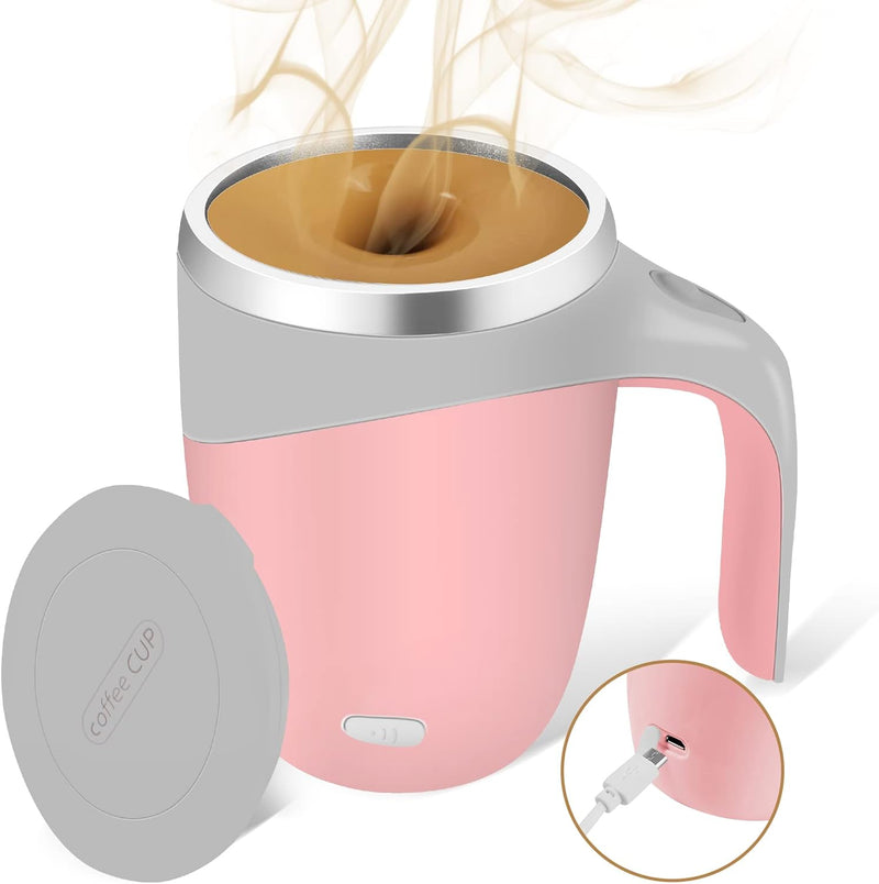 Automatic Magnetic Stirring Coffee Mug, Rotating Home Office Travel Mixing Cup，Funny Electric Stainless Steel Self Mixing Coffee Tumbler, Suitable for Coffee, Milk, Cocoa and Other Beverages……