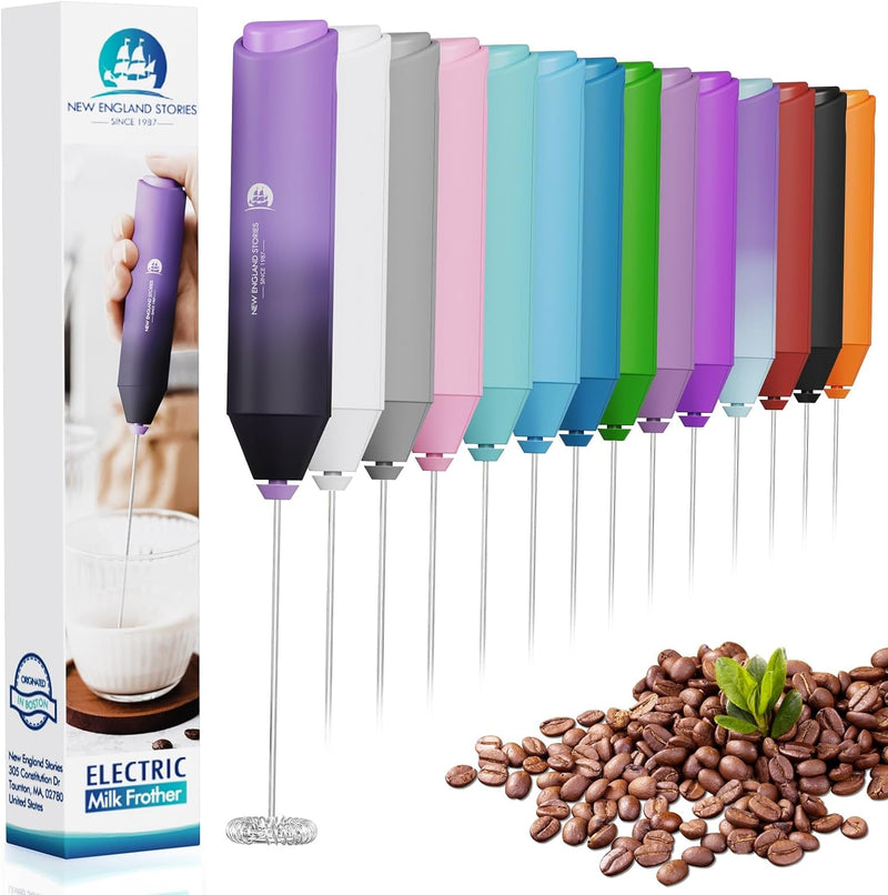 Powerful Milk Frother Handheld Foam Maker, Mini Whisk Drink Mixer for Coffee, Cappuccino, Latte, Matcha, Hot Chocolate, No Stand, Black