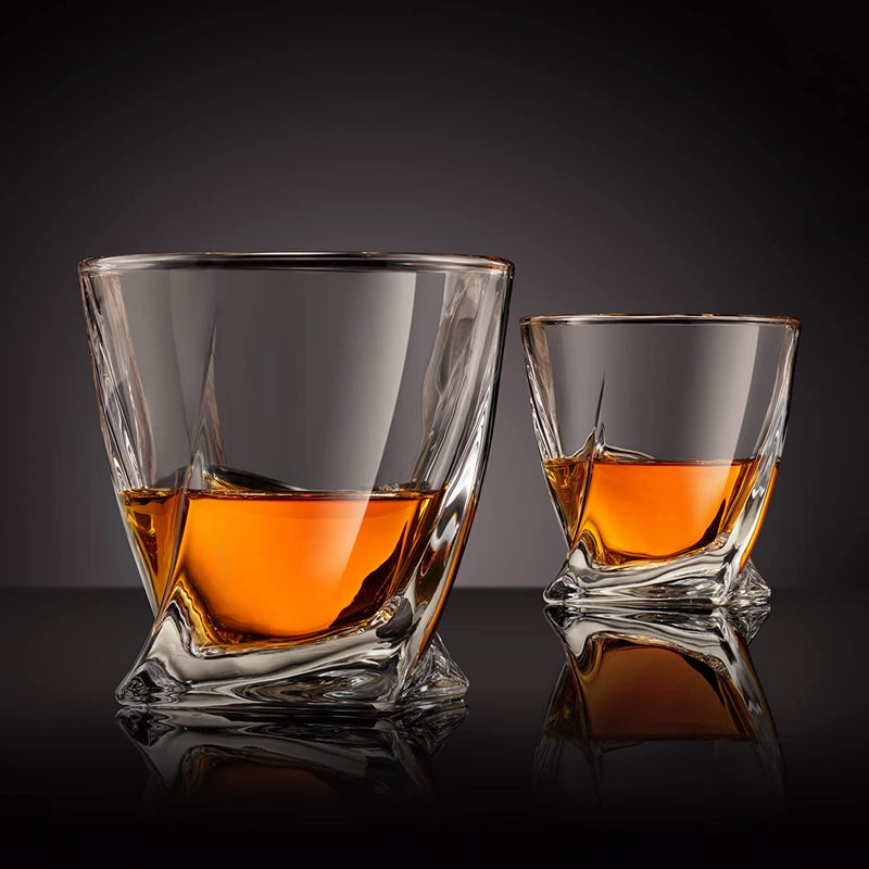 Venero Crystal Whiskey Glasses, Gift Set of 4 Bourbon Glasses in Luxury Satin-Lined Gift Box - 10 oz Scotch Glass Tumblers - Rocks Glasses for Drinking Bourbon, Scotch Whisky, Cocktails, Cognac