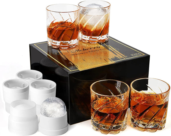 Whiskey Glasses with 4 Iceball molds and a Luxury Box, Old Fashioned Whiskey Glasses, Gifts for Dad from Daughter Son Kids, Best Father Ever Whiskey Glass, Gifts for Husband