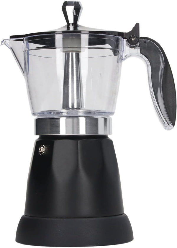 Electric Coffee Pot, 6 Cup 300ML Coffee Maker Espresso Maker Small Travel Coffee Maker with Measuring Spoon, Transparent Electric Coffee Percolator Italian Coffee Machine Maker