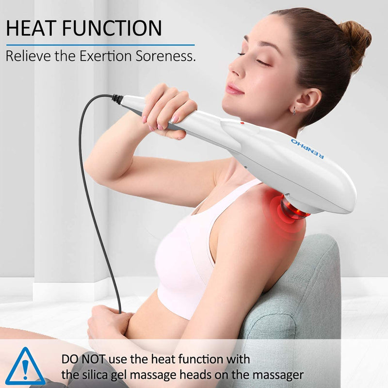 RENPHO Handheld Back Massager with Heat, Deep Tissue Massager Electric Percussion Full Body Massager for Neck, Shoulder, Arms, Leg, Foot, Calf, Muscle Tension Relief