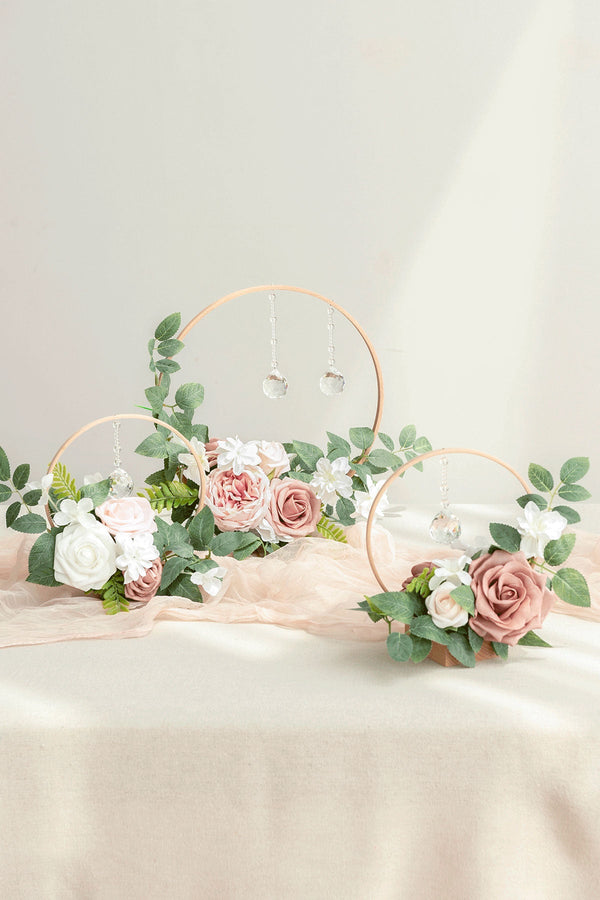 Wreath Hoop Centerpiece Set - Dusty Rose  Cream
