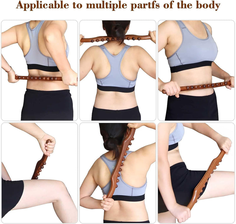 Wood Therapy Massage Tools, 21 inch Lymphatic Drainage Massager, Handheld Massage Stick & Wood Therapy Tools for Neck and Back Pain Stomach Body Shaping Anticellulite Leg