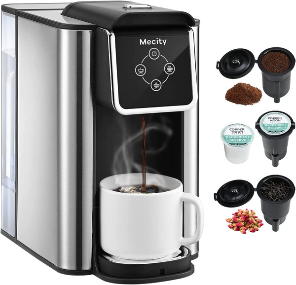 Mecity Coffee Maker 3-in-1 Single Serve Coffee Machine, Compatible with K-cup Coffee Capsule, Instant Coffee Brewer, Loose Tea maker, 6,8,10 Ounce Cup, Removable 50 Oz Water Reservoir, 120V 1150W