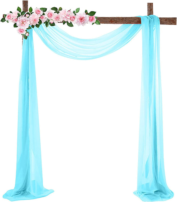 Blue Wedding Arch Drapes - 18FT Sheer Backdrop Curtain and Drapery Set for Archway Ceremony Decor